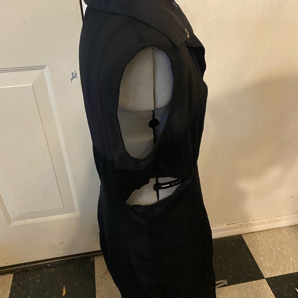 Free People little black cut out button up mesh dress size 8 - Picture 2 of 6